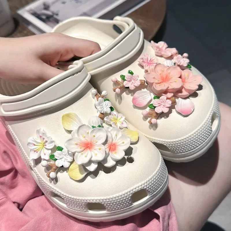 2025 Hot Fashion Charms for Creative Branches and Flowers Clogs Shoe Buckle Cute Shoes Accessories Decoration for Girls Gift