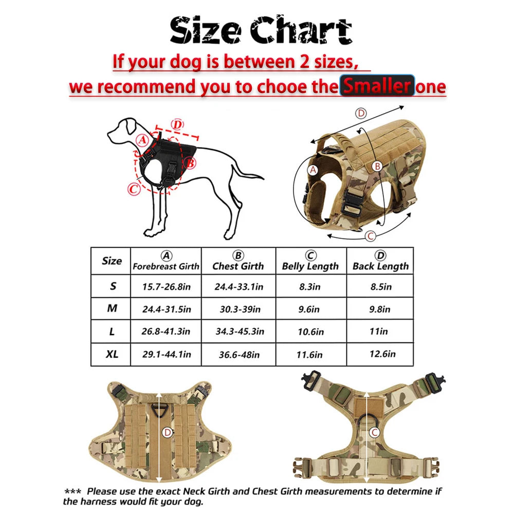 Harnais militaire pour grand chien, collier, laisse, sacs, patchs, gilets d'entraînement pour animaux de compagnie Malinois, harnais tactique pour chiens, accessoires
