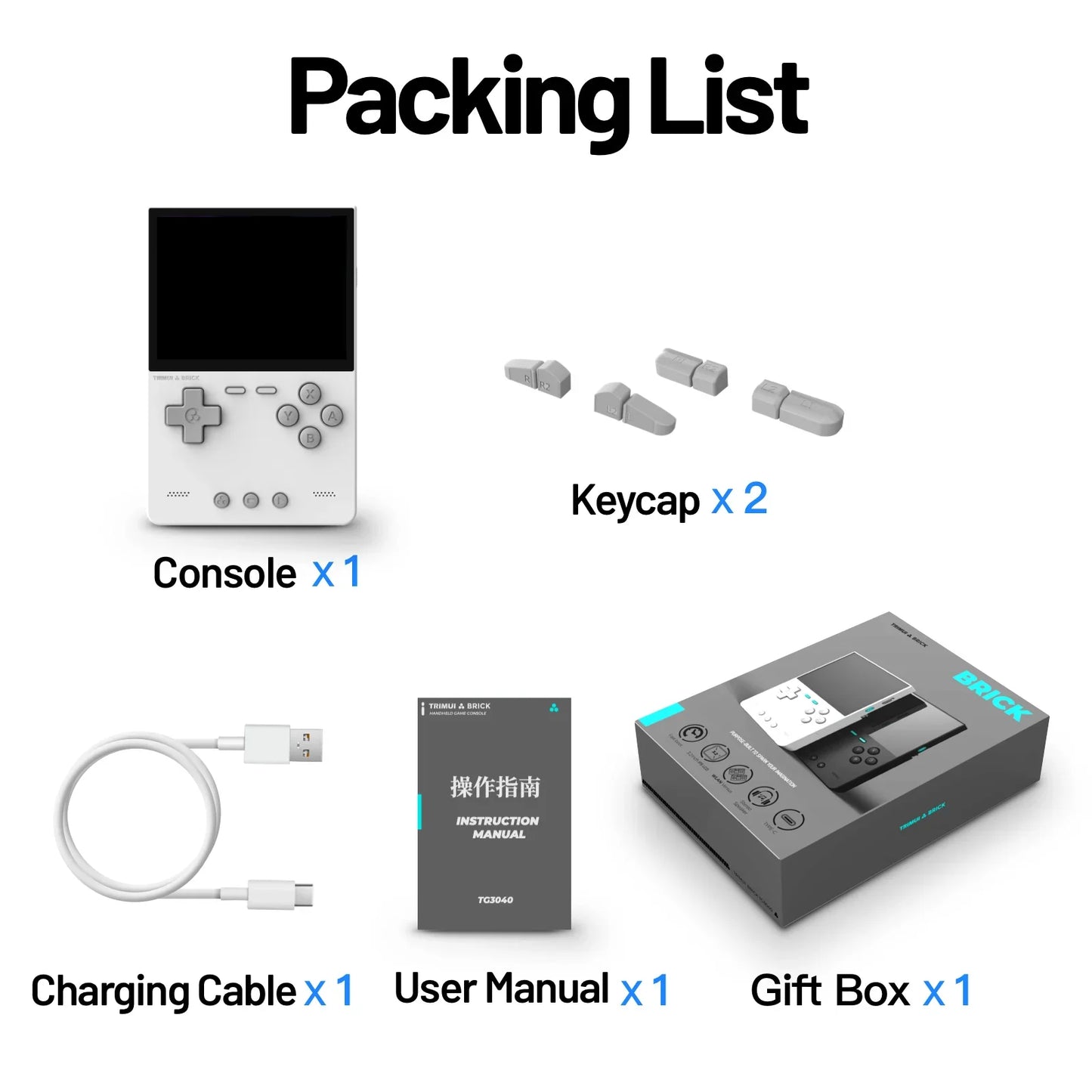 Console de jeu portable Trimui Brick, lecteur de jeux vidéo open source, éclairage d'ambiance arrière, écran IPS HD de 3,2 pouces, cadeaux