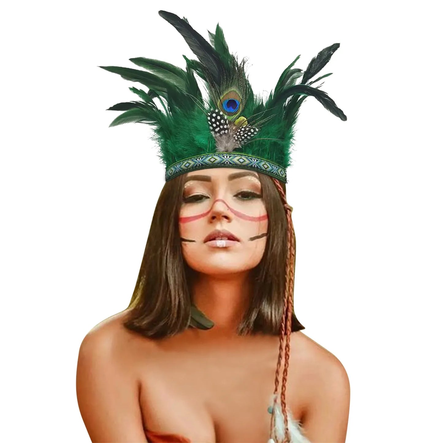 Serre-têtes en plumes pour femmes, couronne de paon, costume indien de carnaval, serre-têtes pour spectacle de danse, carnaval, Halloween