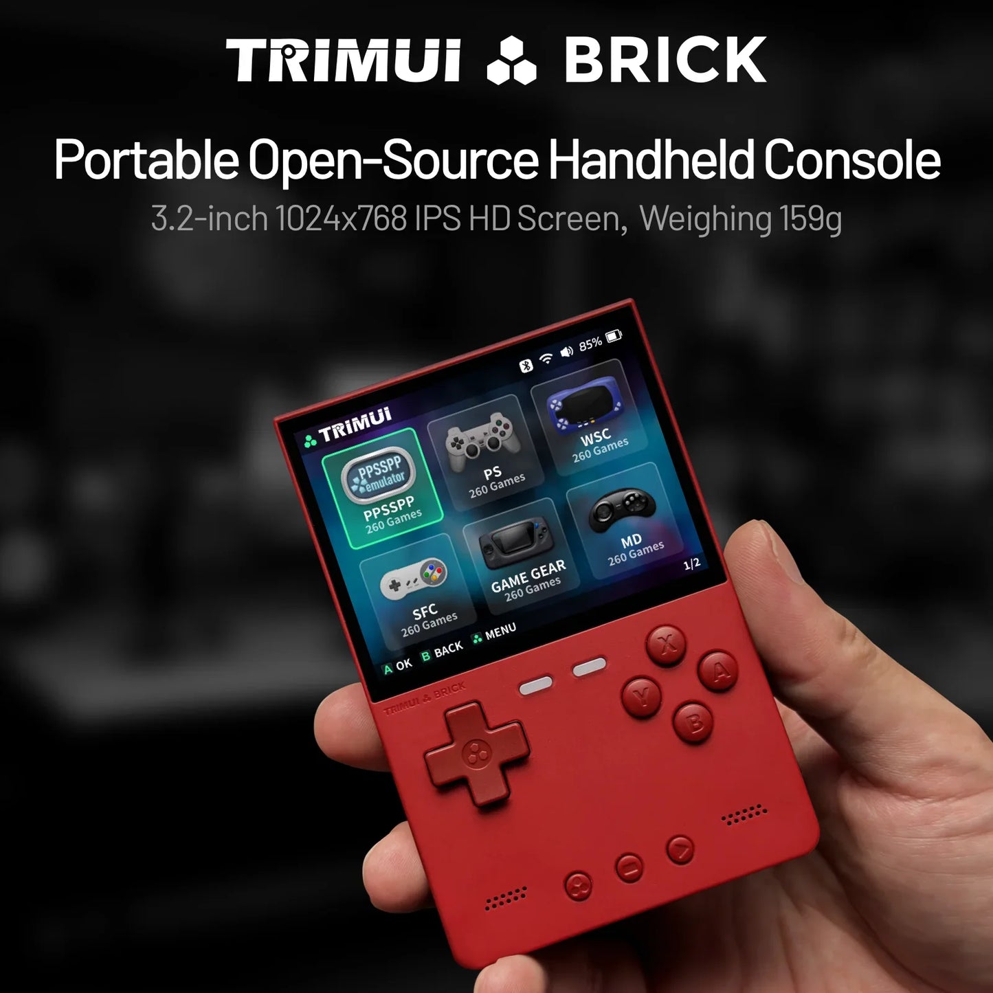 Console de jeu portable Trimui Brick, lecteur de jeux vidéo open source, éclairage d'ambiance arrière, écran IPS HD de 3,2 pouces, cadeaux
