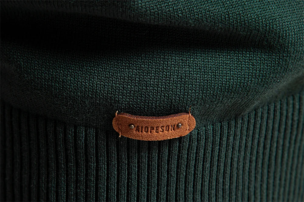 AIOPESON hommes col montant coton pull tricot pulls décontracté affaires bande côtelé col roulé pulls pour hommes pour autonme