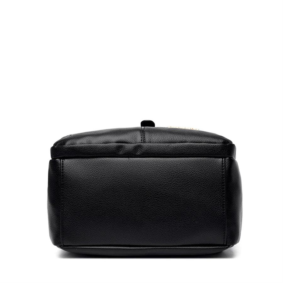 Luxury Women's Black Leather Backpack Casual Vintage Daypack with Zipper Closure Soft Shoulder Straps School Bag for Girls/ sac à Dos de luxe en cuire pour femme