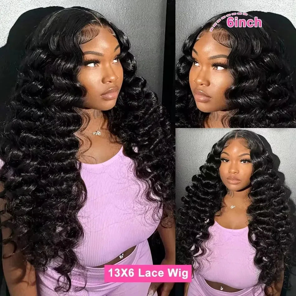 Perruques brésiliennes Remy bouclées HD 13x6 200% cheveux humains ondulés 30-34 pouces avec dentelle frontale pré-épilée 13x4