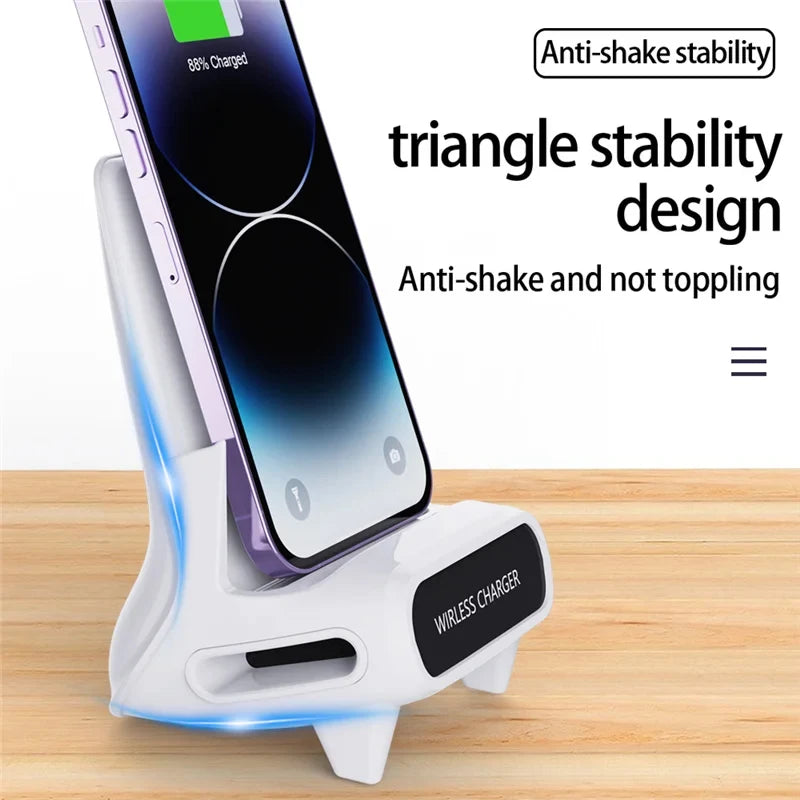 15W Fast Wireless Charger Stand Pad for iPhone Samsung Xiaomi LG - Desktop Mobile Phone Holder Bracket with Type C Dock Mount/ support de chargeur pour téléphone.