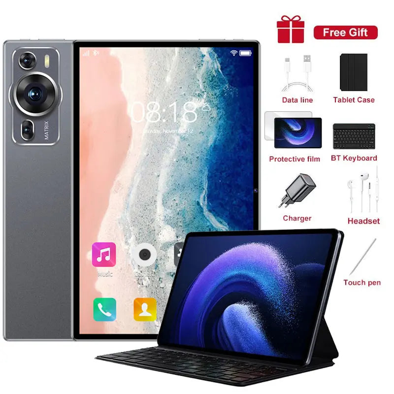 Nouvelle tablette P60 Pro 10,1 pouces, écran HD, 5G, double SIM, Android 14, pour enfants, batterie de 20 000 mAh, avec clavier et ordinateur portable