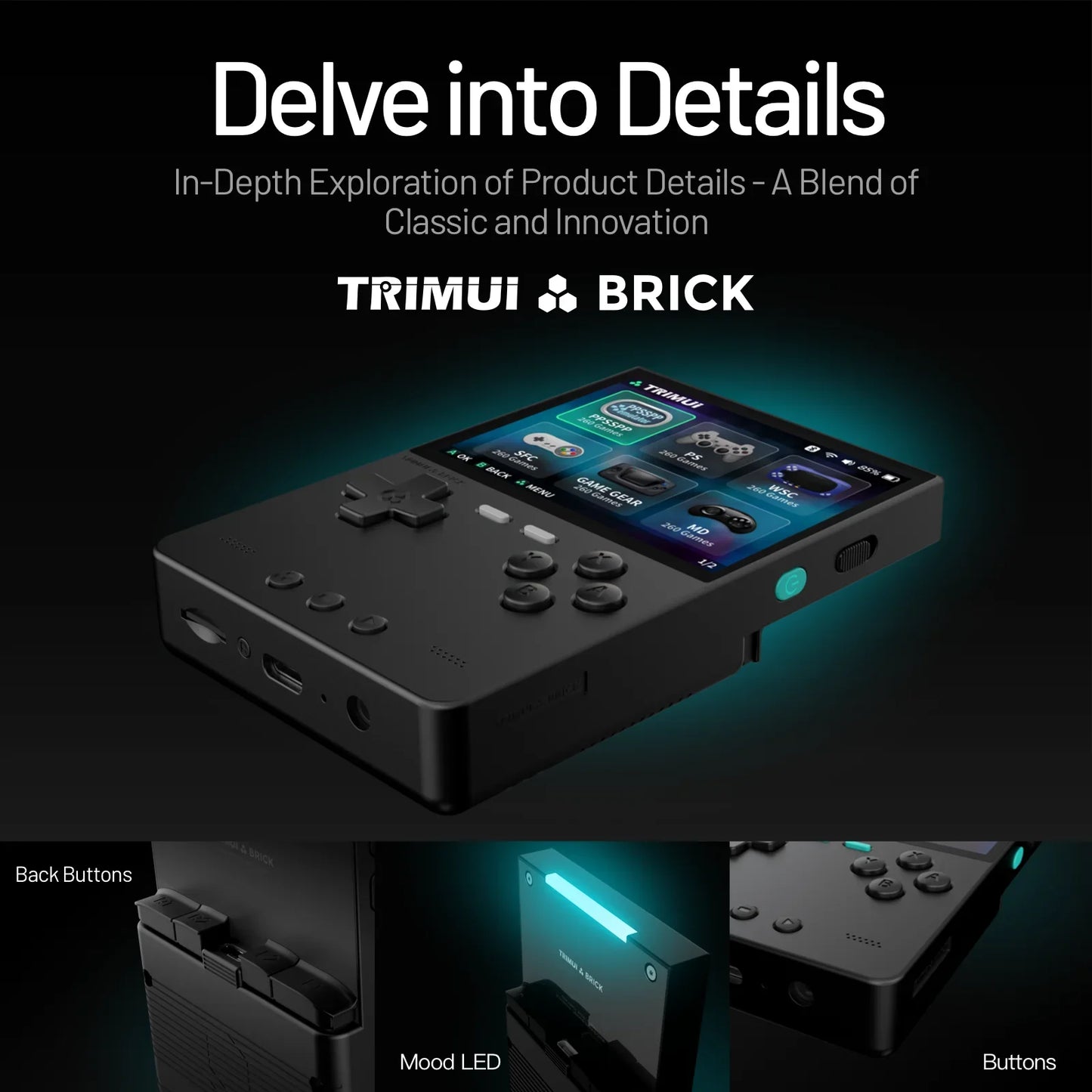 Console de jeu portable Trimui Brick, lecteur de jeux vidéo open source, éclairage d'ambiance arrière, écran IPS HD de 3,2 pouces, cadeaux
