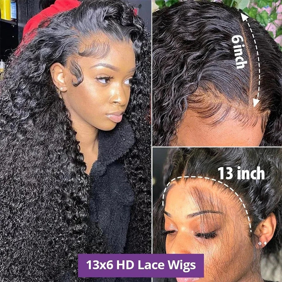 Perruques de cheveux humains bouclés pour les femmes vague d'eau dentelle avant perruque 13x4 13x6 dentelle frontale vague profonde perruque 100% cheveux humains Hd Lace Wigs/perruque femme bouclée en cheveux humain - lace Front HD 100% Naturel