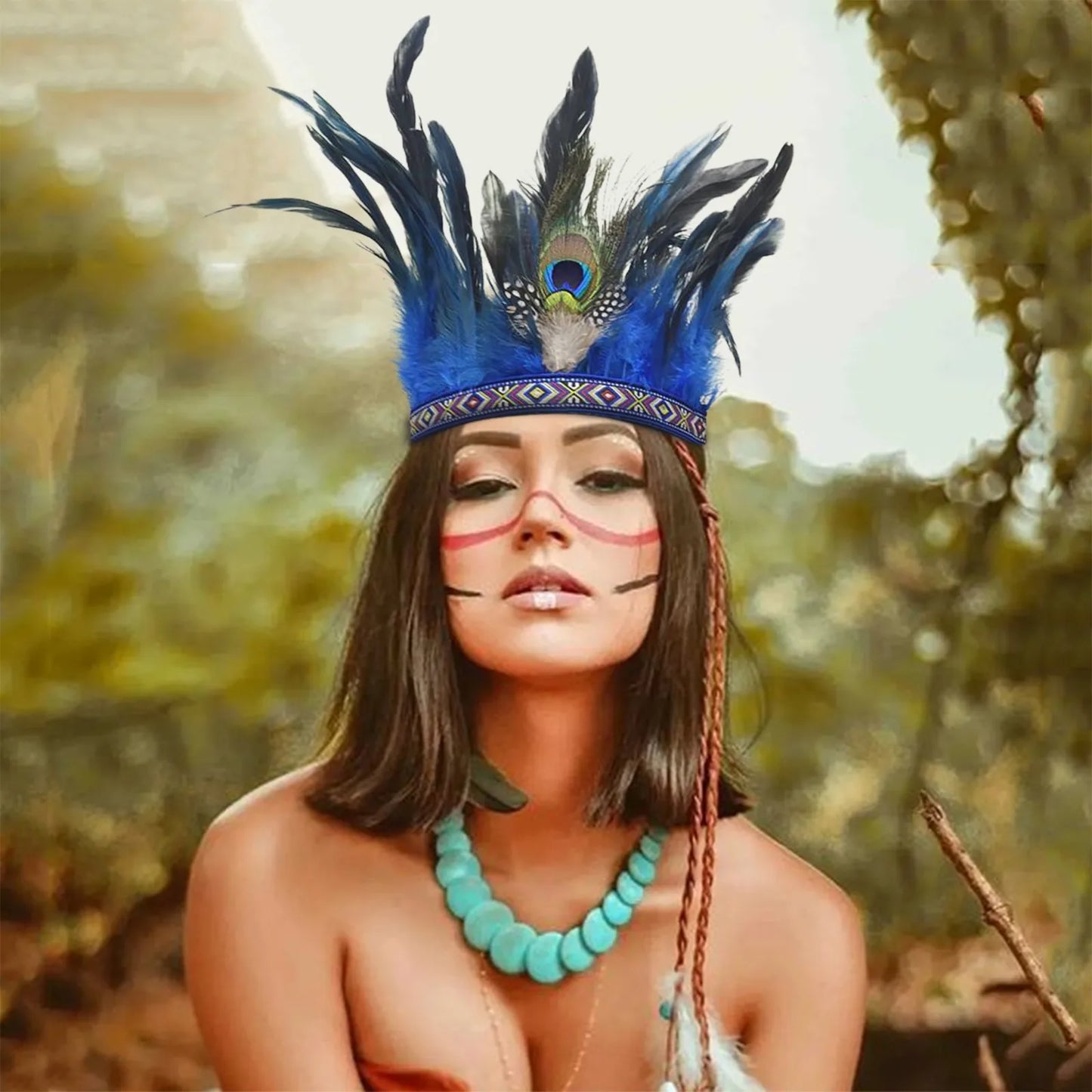 Serre-têtes en plumes pour femmes, couronne de paon, costume indien de carnaval, serre-têtes pour spectacle de danse, carnaval, Halloween