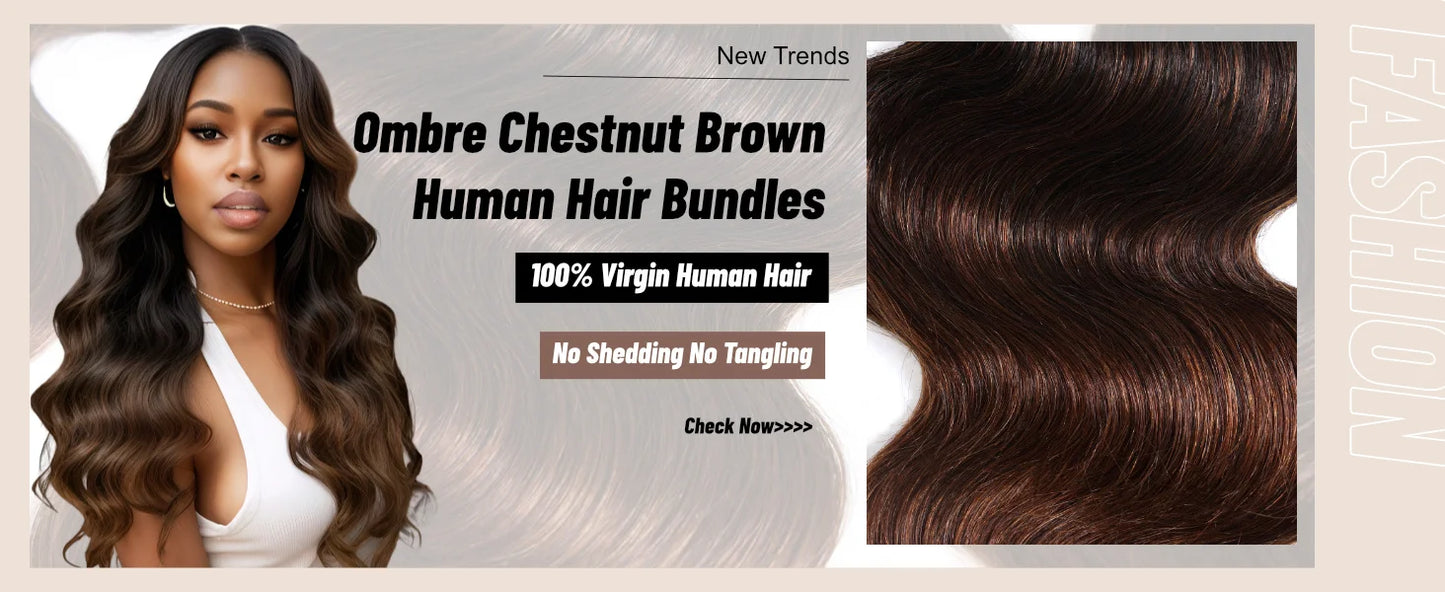 Extensions de cheveux humains Body Wave brun ombré UNice Hair, lot de 1, 3 ou 4 pièces, tissages rapides à coudre, 100 g par lot