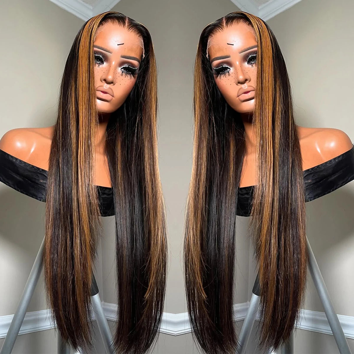 1B 30 Highlight Frontal Wigs Human Hair 30 Inch Ombre Brown Colored 13x4 Bone Straight Lace Front Wig Pre Plucked On Sale