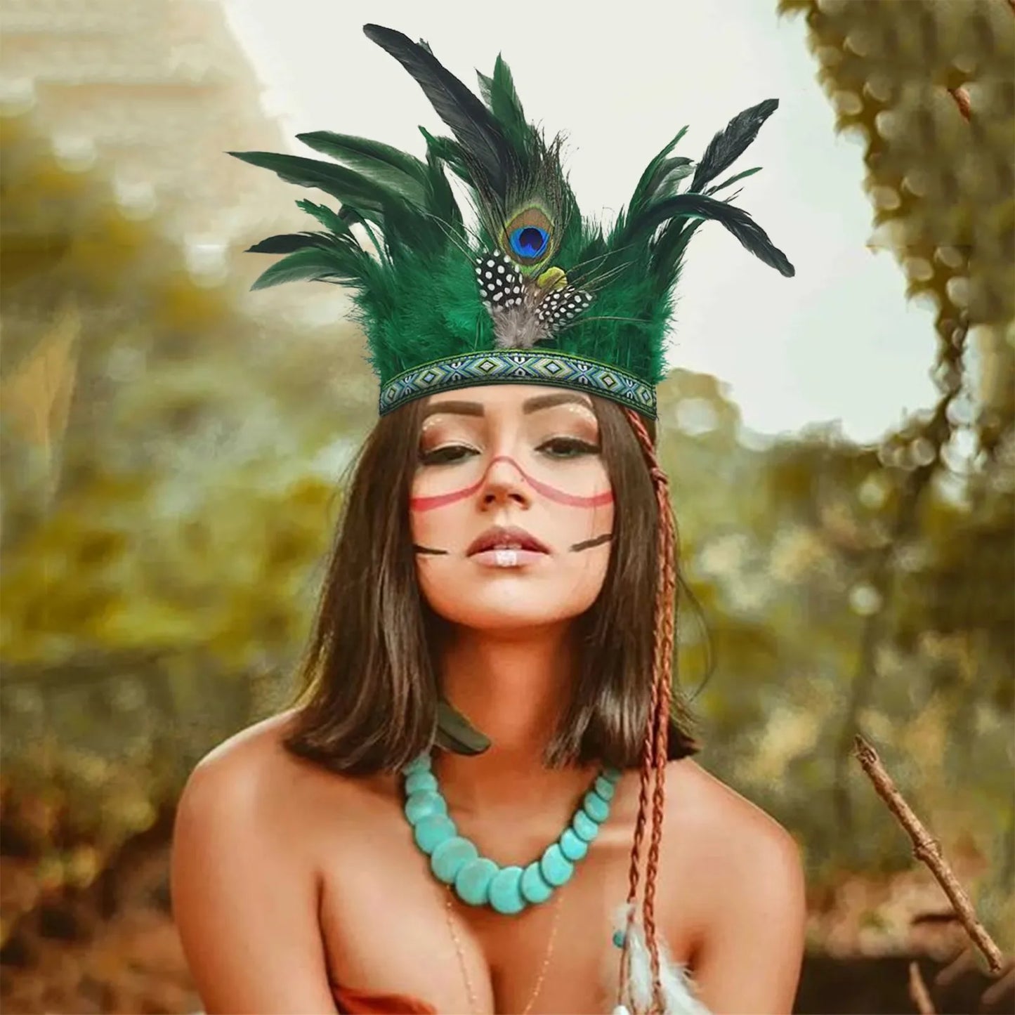 Serre-têtes en plumes pour femmes, couronne de paon, costume indien de carnaval, serre-têtes pour spectacle de danse, carnaval, Halloween