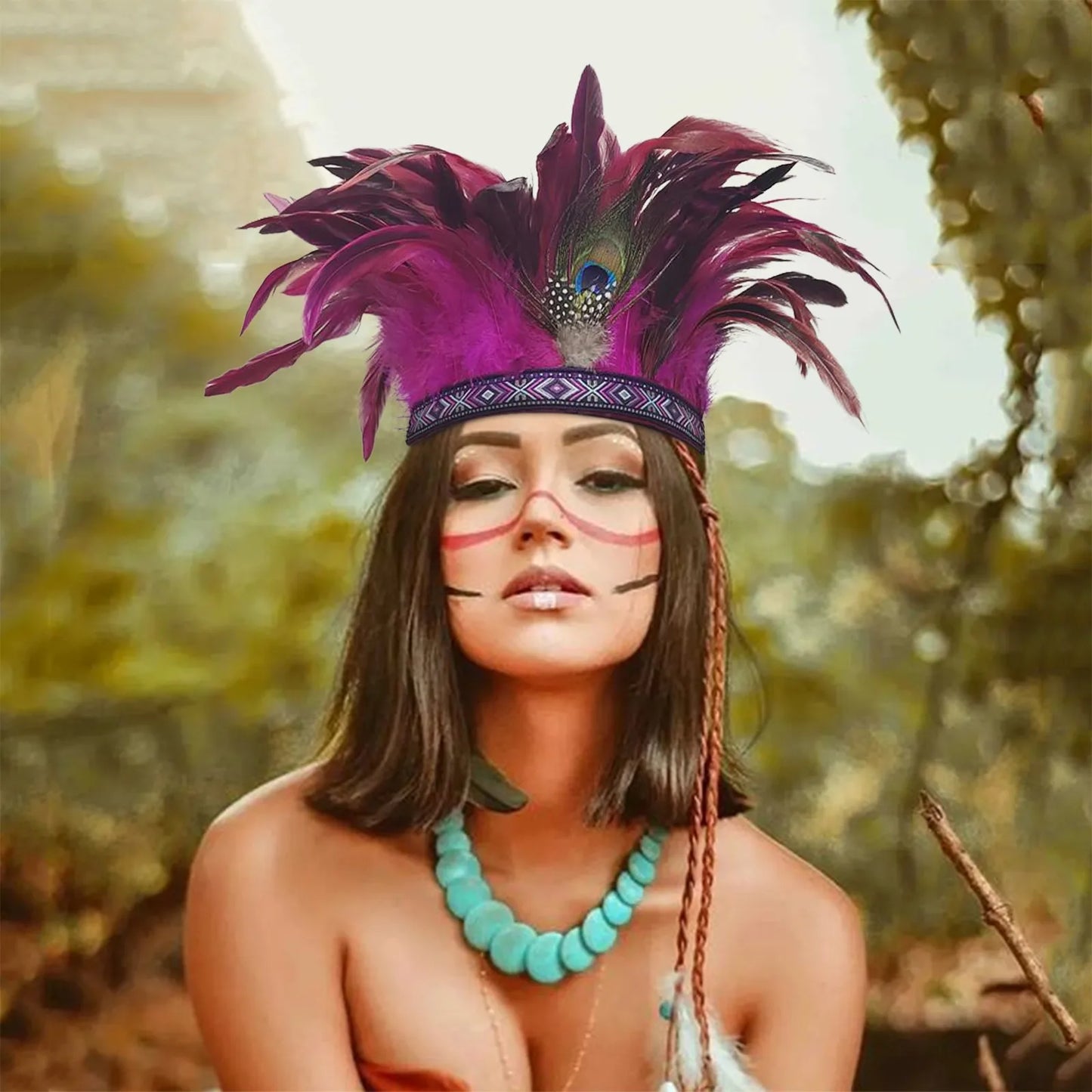 Serre-têtes en plumes pour femmes, couronne de paon, costume indien de carnaval, serre-têtes pour spectacle de danse, carnaval, Halloween