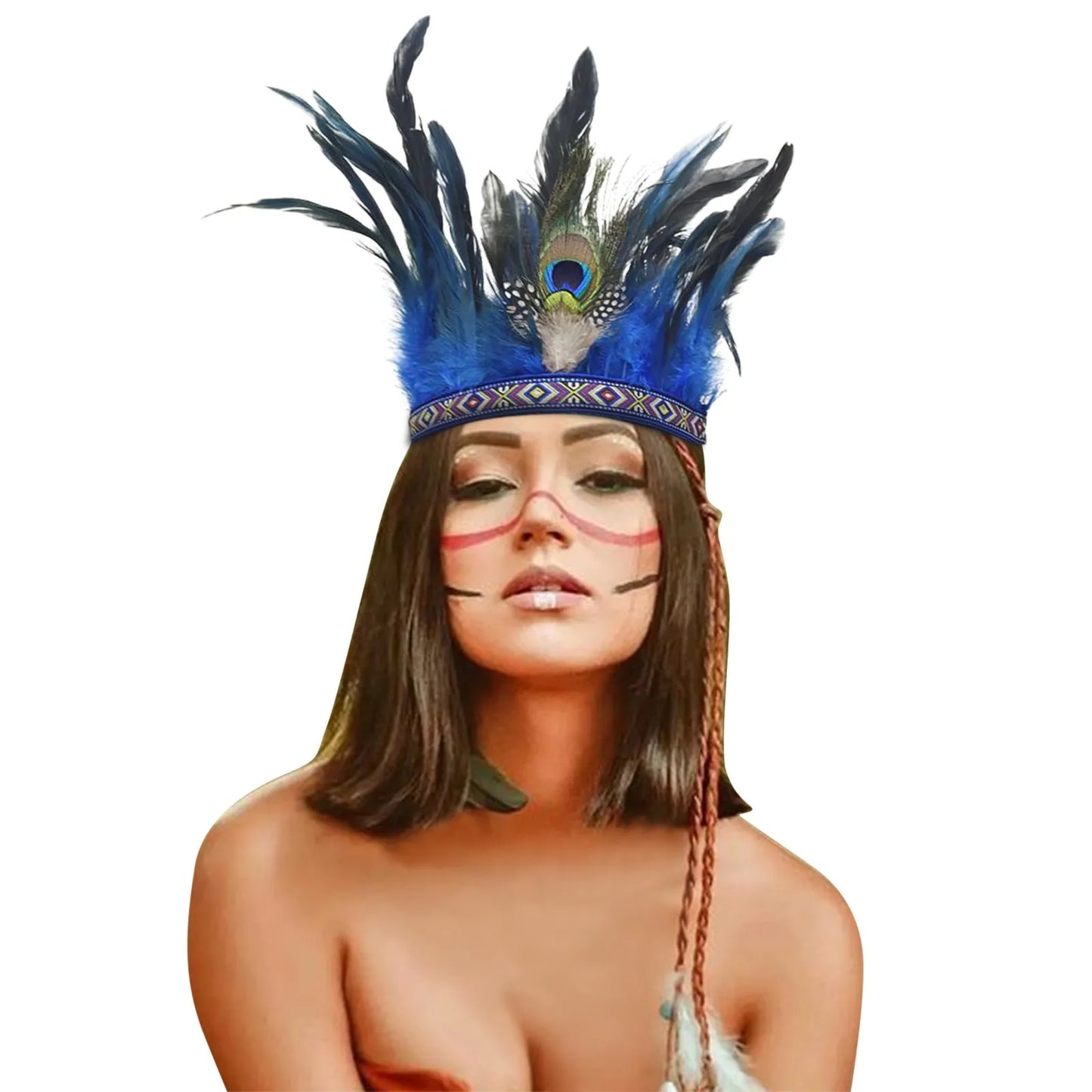 Serre-têtes en plumes pour femmes, couronne de paon, costume indien de carnaval, serre-têtes pour spectacle de danse, carnaval, Halloween