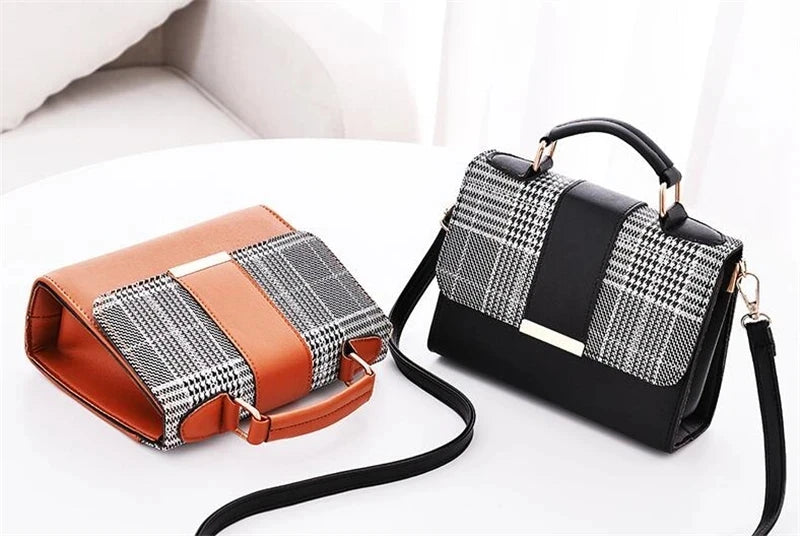 Title / Titre
EN: Retro Plaid Women’s Handbag – High-Quality PU Leather Crossbody & Shoulder Bag
FR: Sac à main femme à carreaux rétro – Simili cuir de haute qualité, porté épaule et bandoulière