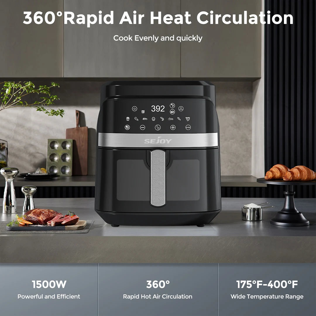 Air fryer 8-in-1,6L Electric Hot fryer Oven Oilless Cooker,Roast, Bake, Plus Bake, Dehydrate, and Keep Food Warm, 120V