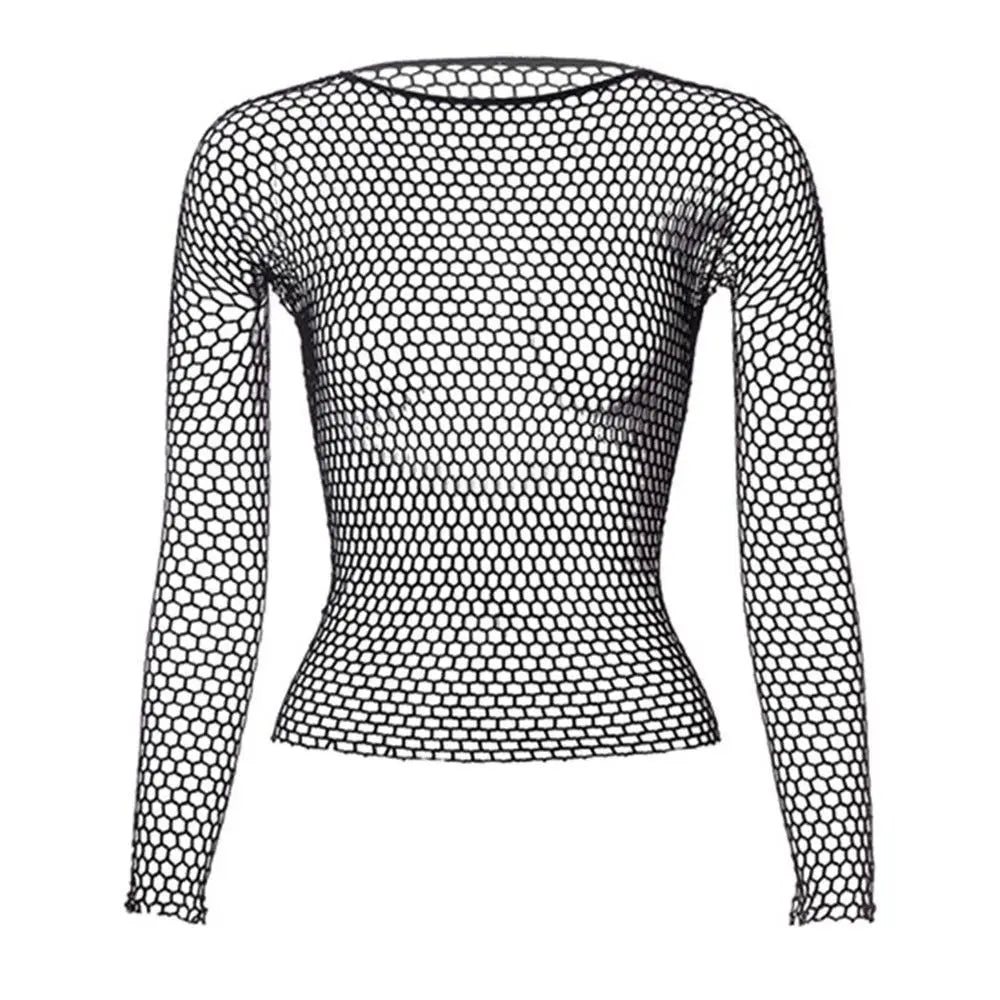 Women Sexy Lingerie Costumes Bodystocking Night Dress Nightwear Hollow Out Fishnet Long Sleeve Tops Base Tanks Underwear/ Robe de nuit