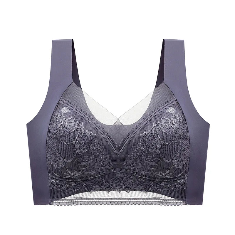 FallSweet Seamless Ice Silk Push Up Bra for Women Wireless Lace Bralette Plus Size Brassiere Summer Comfort Underwear Lingerie