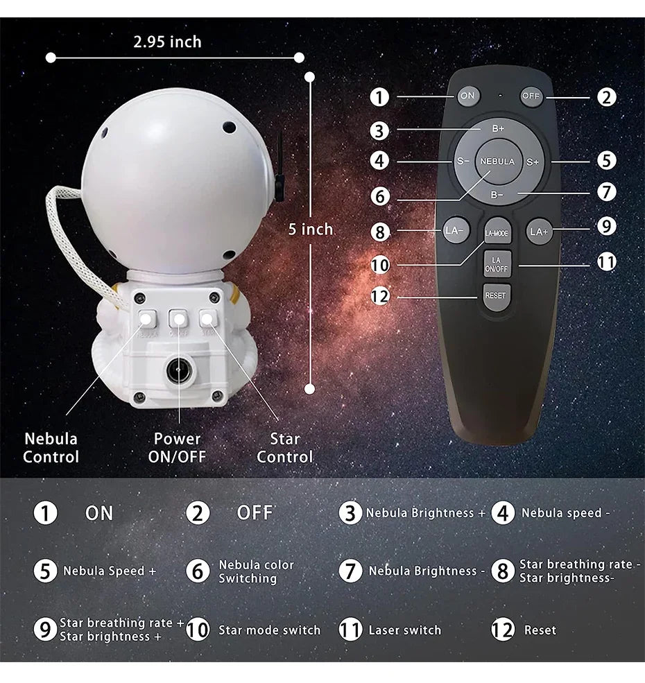 Galaxy Star Astronaut LED Night Light Projector Starry Sky Lamp Children's Room Decorative Lighting Gift