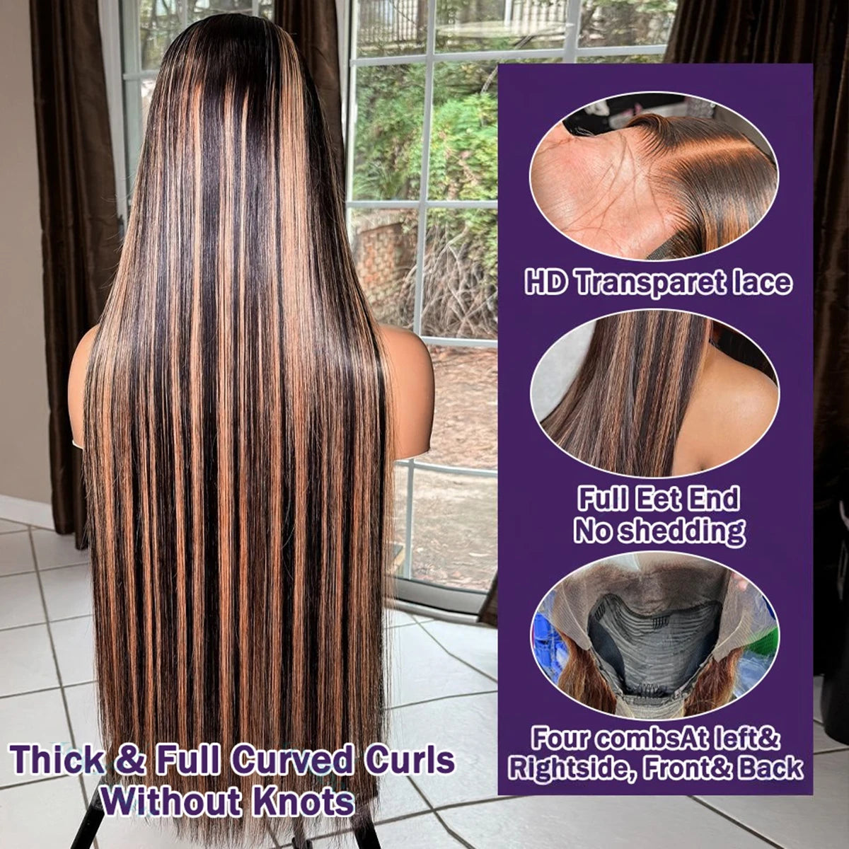 1B 30 Highlight Frontal Wigs Human Hair 30 Inch Ombre Brown Colored 13x4 Bone Straight Lace Front Wig Pre Plucked On Sale