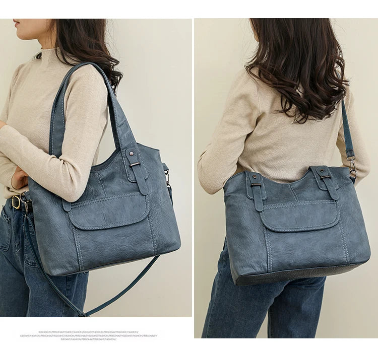 Luxury Soft Leather Handbags Designer Retro Crossbody Bags for Women 2023 New Large Capacity Ladies Shoulder Messenger Bag