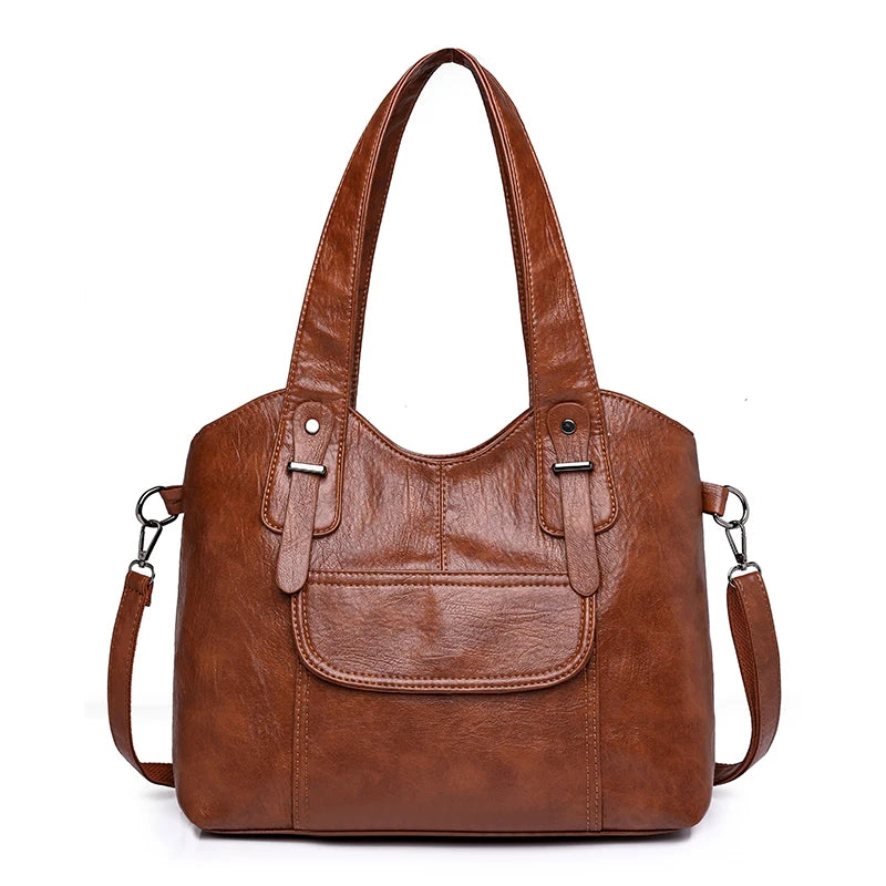 Luxury Soft Leather Handbags Designer Retro Crossbody Bags for Women 2023 New Large Capacity Ladies Shoulder Messenger Bag