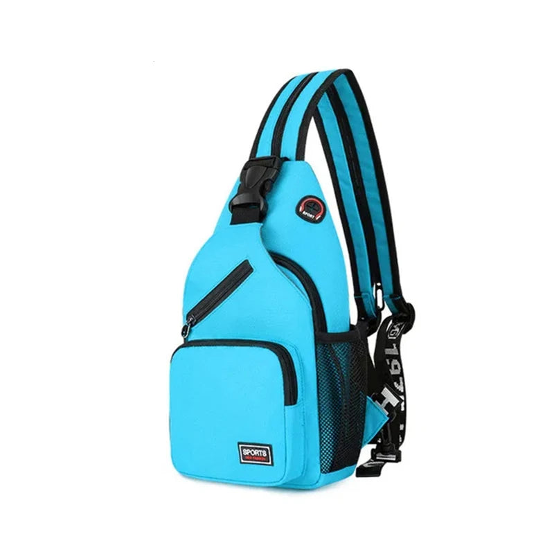 Sacs de poitrine pour femmes, sac à dos réglable et sac à bandoulière simple avec trou pour écouteurs, petit sac de sport de voyage messager Oxford