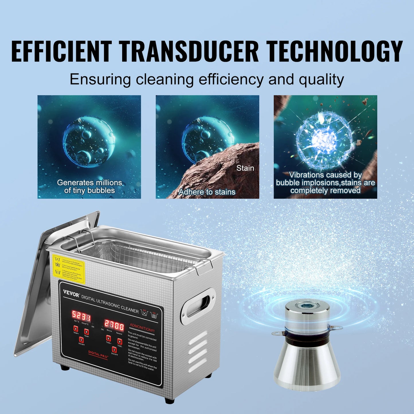 SucceBuy 2L 3L 6L 10L 22L 30L Nettoyeur à ultrasons en acier inoxydable Machine à laver de nettoyage portable Appareil électroménager à ultrasons