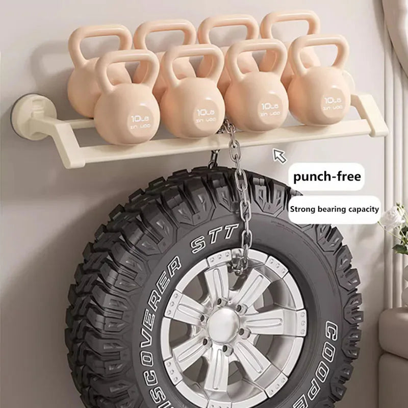 Bathroom Accessories Space Aluminum Suction Towel Rack Wall-mounted Perforation-free Storage Rack Double Pole