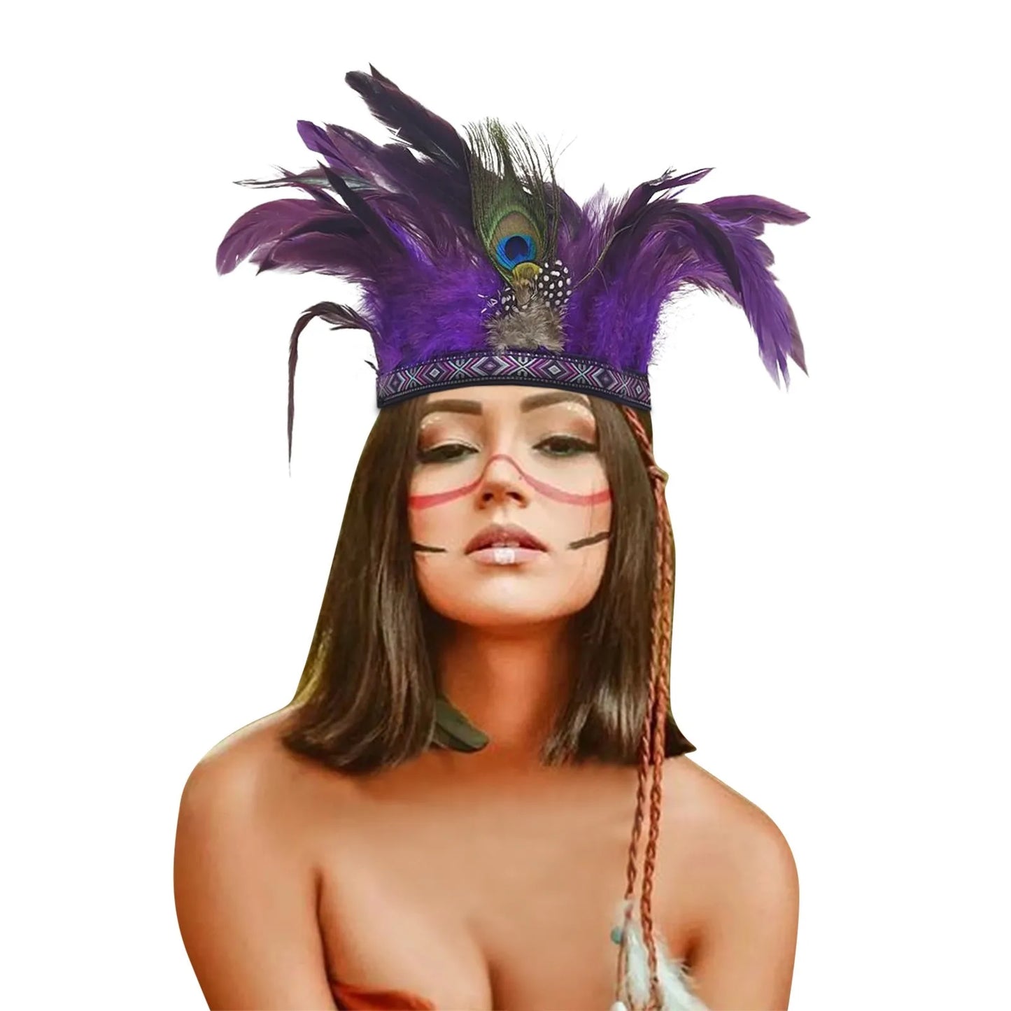 Serre-têtes en plumes pour femmes, couronne de paon, costume indien de carnaval, serre-têtes pour spectacle de danse, carnaval, Halloween