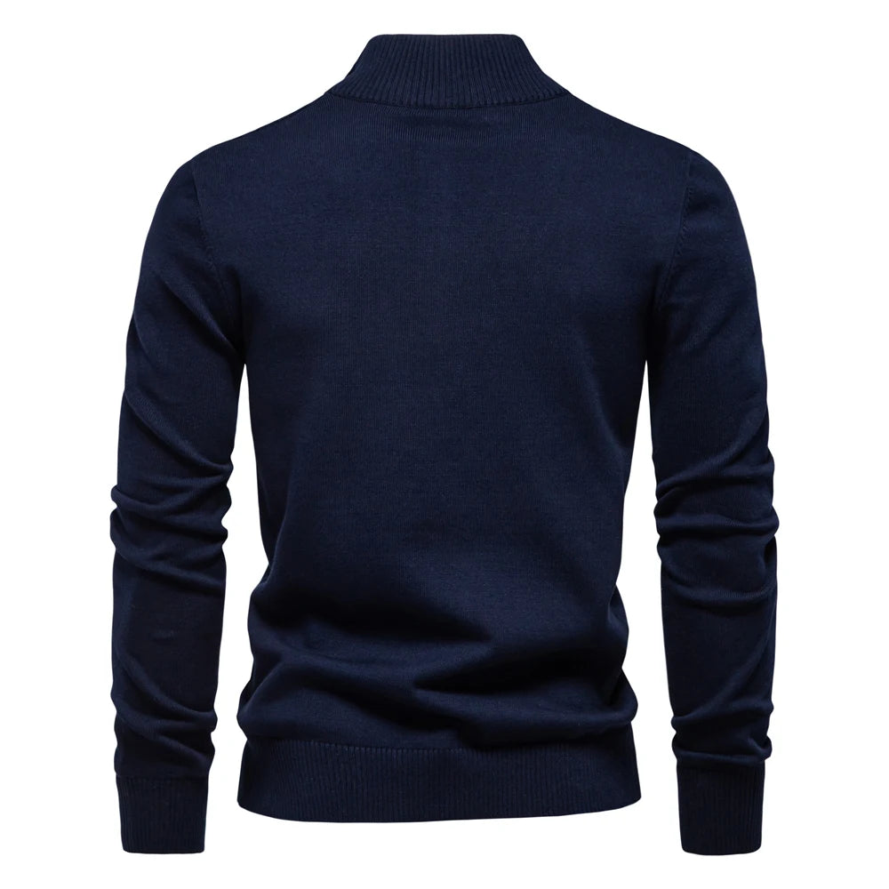 AIOPESON hommes col montant coton pull tricot pulls décontracté affaires bande côtelé col roulé pulls pour hommes pour autonme