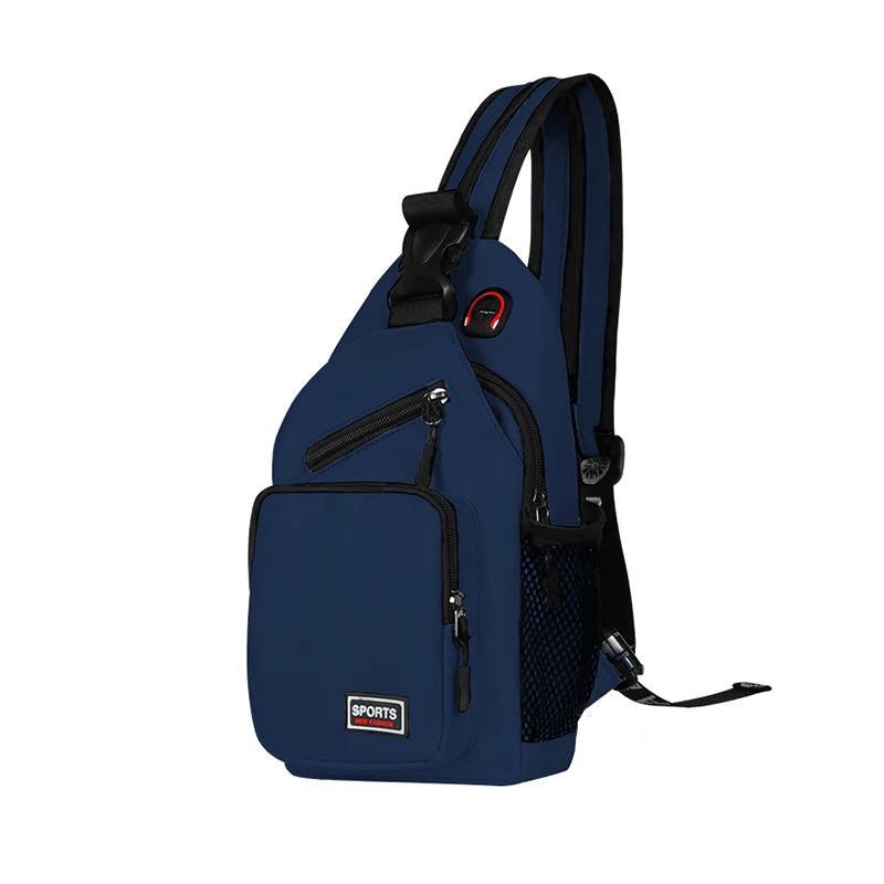 Sacs de poitrine pour femmes, sac à dos réglable et sac à bandoulière simple avec trou pour écouteurs, petit sac de sport de voyage messager Oxford