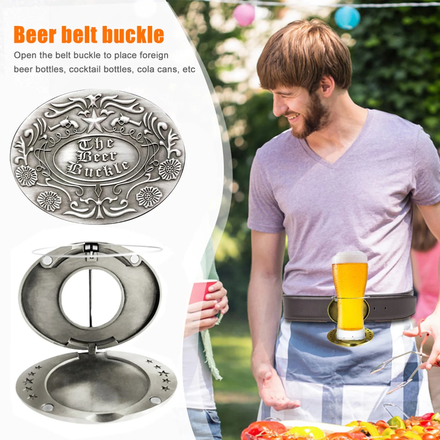 Boucle de ceinture porte-bière portable, mains libres, pour plateau de bière, porte-gobelet, sangle détachable, pour pique-nique, fête, barbecue, camping