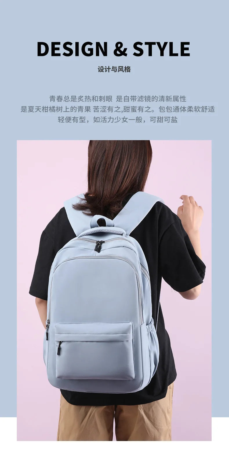 Schoolbag for Girls Campus Junior High School Students Backpack New Trendy Backpack/ sac d'ecole