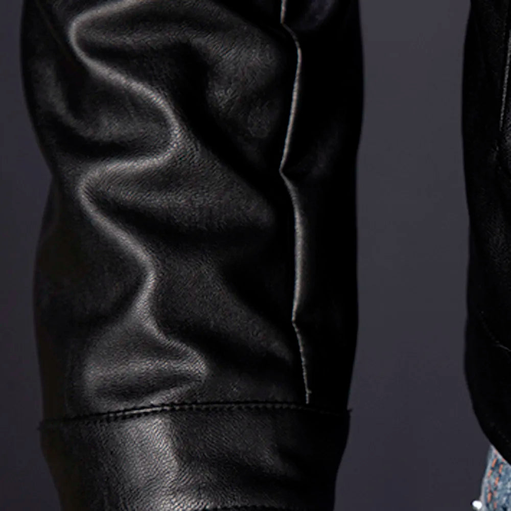 Sacs en cuir pour hommes, veste en cuir Slim, mode, imprimé personnalisé, manteau de moto, fermeture éclair, automne-hiver