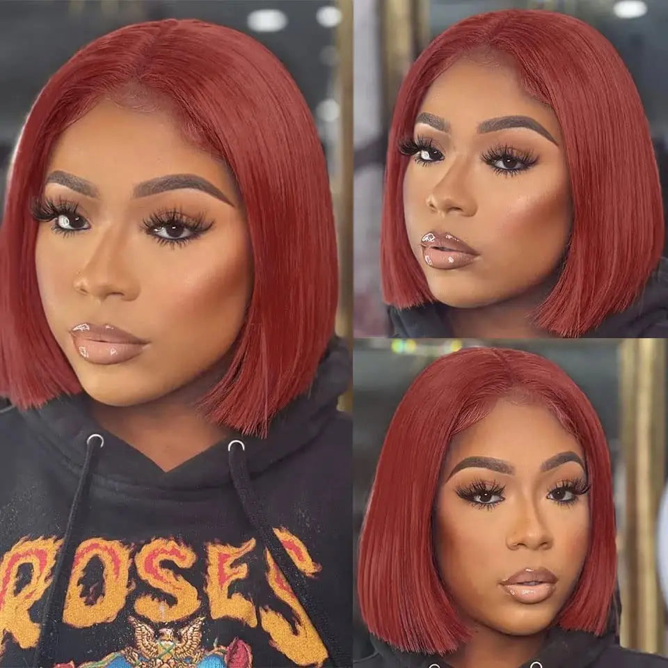---
Titre (EN/FR)
EN: 13x4 Bob Wig Lace Front – Peruvian Human Hair, Reddish Brown #33, Straight Style, 150% Density
FR: Perruque Bob 13x4 Lace Front – Cheveux Humains Péruviens, Brun Roussâtre #33, Lisse, Densité 150