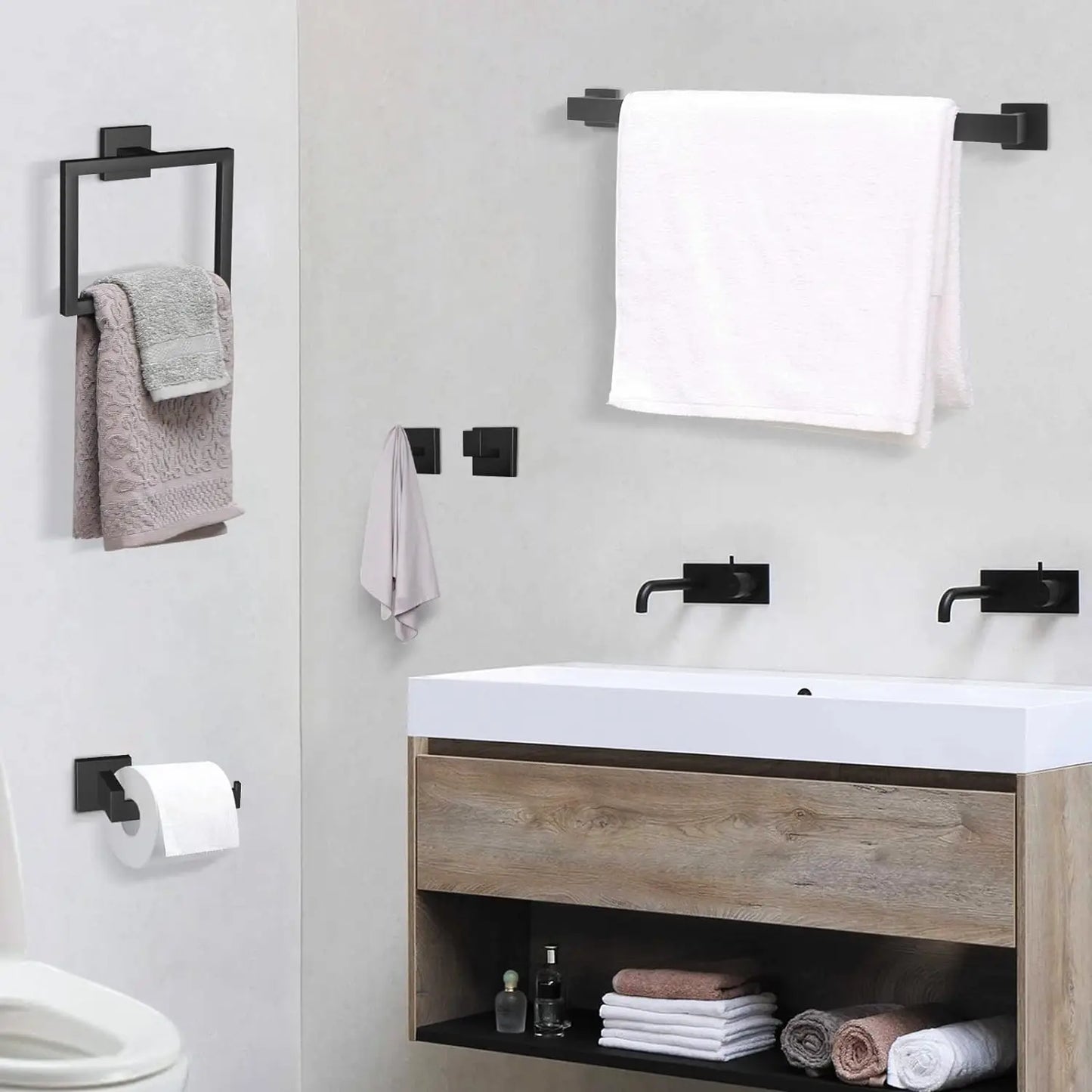 5 Pcs Bathroom Hardware Accessories Set Bathroom Towel Bar Set Bathroom Hardware Towel Holder Towel Racks Bathroom Wall Mounted