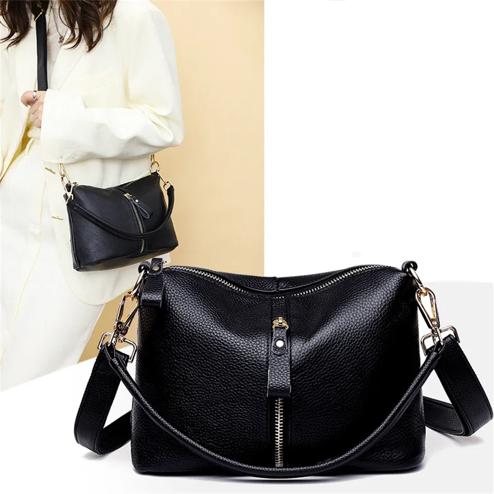 Title / Titre
EN: Luxury Genuine Leather Tote Bag – Women’s Soft Cowhide Shoulder & Crossbody Bag
FR: Sac cabas en cuir véritable de luxe – Femme, cuir souple, porté épaule et bandoulière