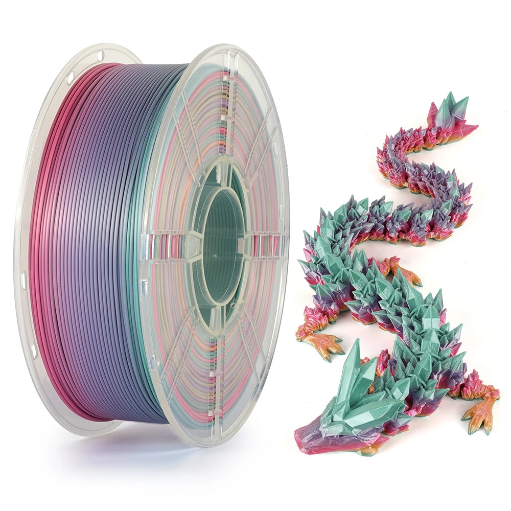 KINGROON Filament d'imprimante 3D couleur PLA soie arc-en-ciel multicolore dégradé consommables d'impression 1,75 mm bobine en plastique 1 kg