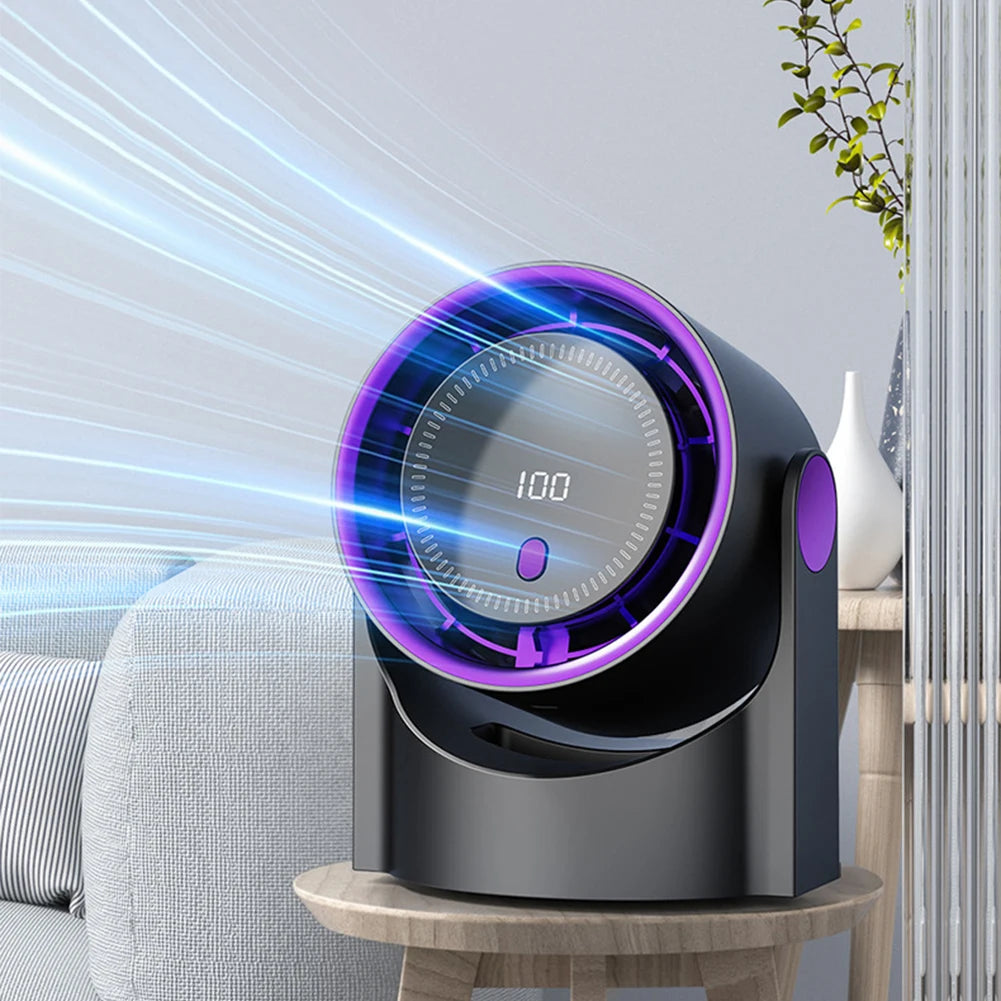 100 Level Bladeless Fan 4000mA Rechargeable Portable Desk Fan Digital Display High-speed Circulating Cooling Fan for Home Office