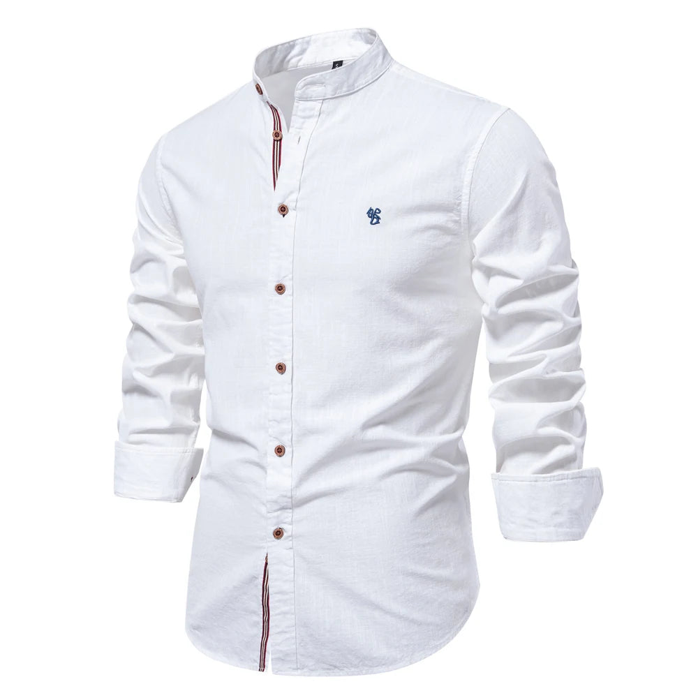 AIOPESON 100% Cotton Social Shirt Men Solid Color Long Sleeve High Quality Brand Shirt for Men Spring Stand Casual Men's Shirts/ chemise homme