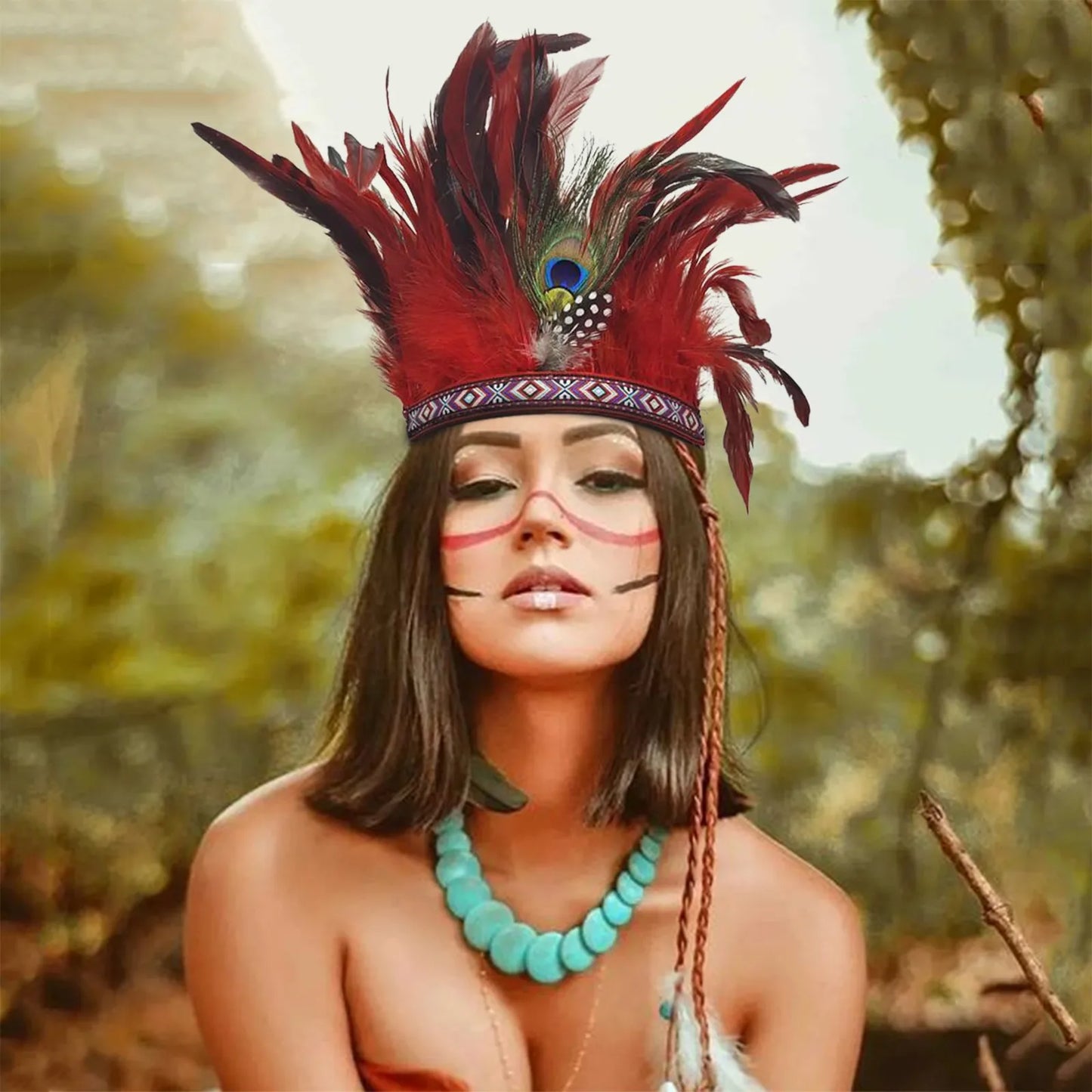 Serre-têtes en plumes pour femmes, couronne de paon, costume indien de carnaval, serre-têtes pour spectacle de danse, carnaval, Halloween
