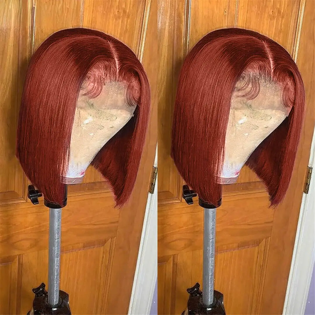 ---
Titre (EN/FR)
EN: 13x4 Bob Wig Lace Front – Peruvian Human Hair, Reddish Brown #33, Straight Style, 150% Density
FR: Perruque Bob 13x4 Lace Front – Cheveux Humains Péruviens, Brun Roussâtre #33, Lisse, Densité 150