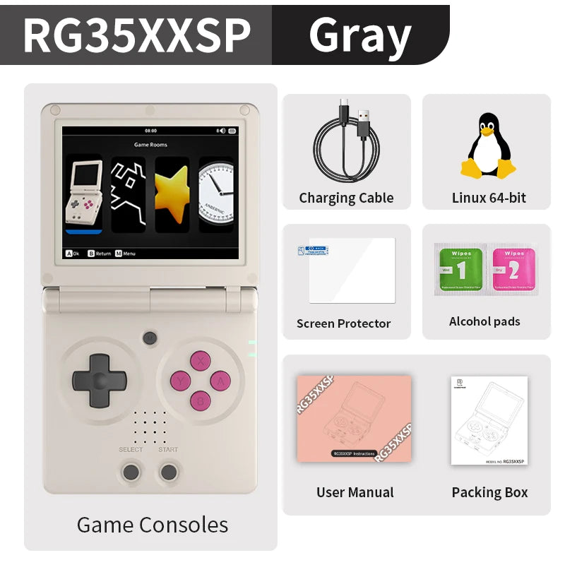 Console de jeu portable rétro ANBERNIC RG35XXSP Flip Linux 64 bits Wi-Fi Bluetooth Console de jeu vidéo rétro Jeu en ligne Sortie HDMI-TV