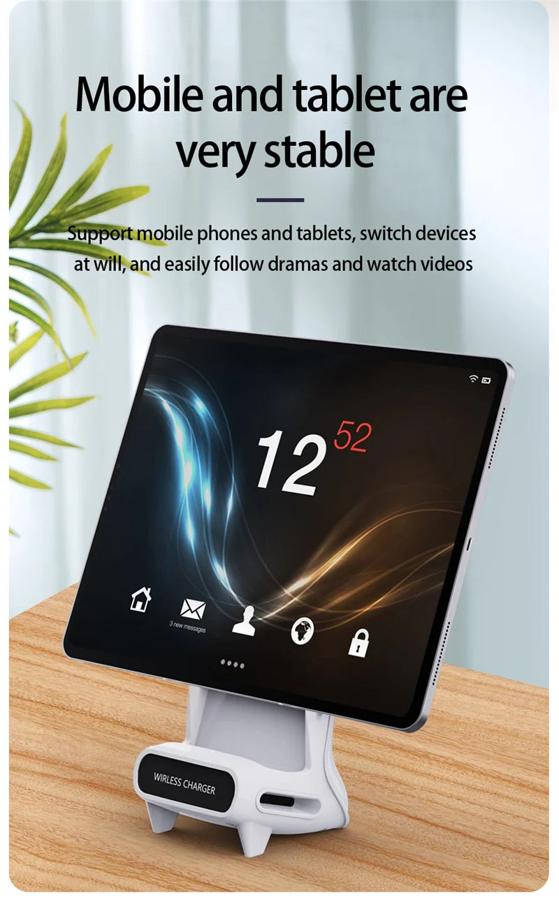 15W Fast Wireless Charger Stand Pad for iPhone Samsung Xiaomi LG - Desktop Mobile Phone Holder Bracket with Type C Dock Mount/ support de chargeur pour téléphone.