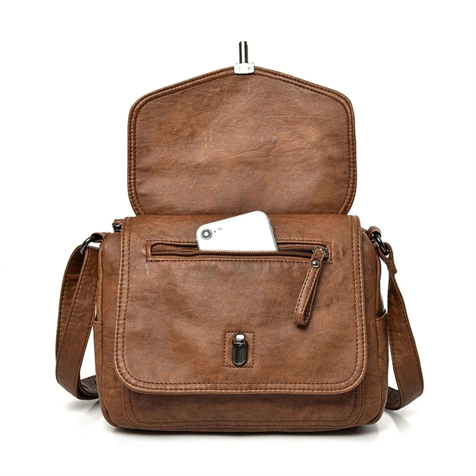 Title / Titre
EN: Women’s Retro Leather Handbag – High-Quality Multi-Pocket Shoulder Bag
FR: Sac à main rétro en cuir pour femme – Sac épaule multi-poches de haute qualité