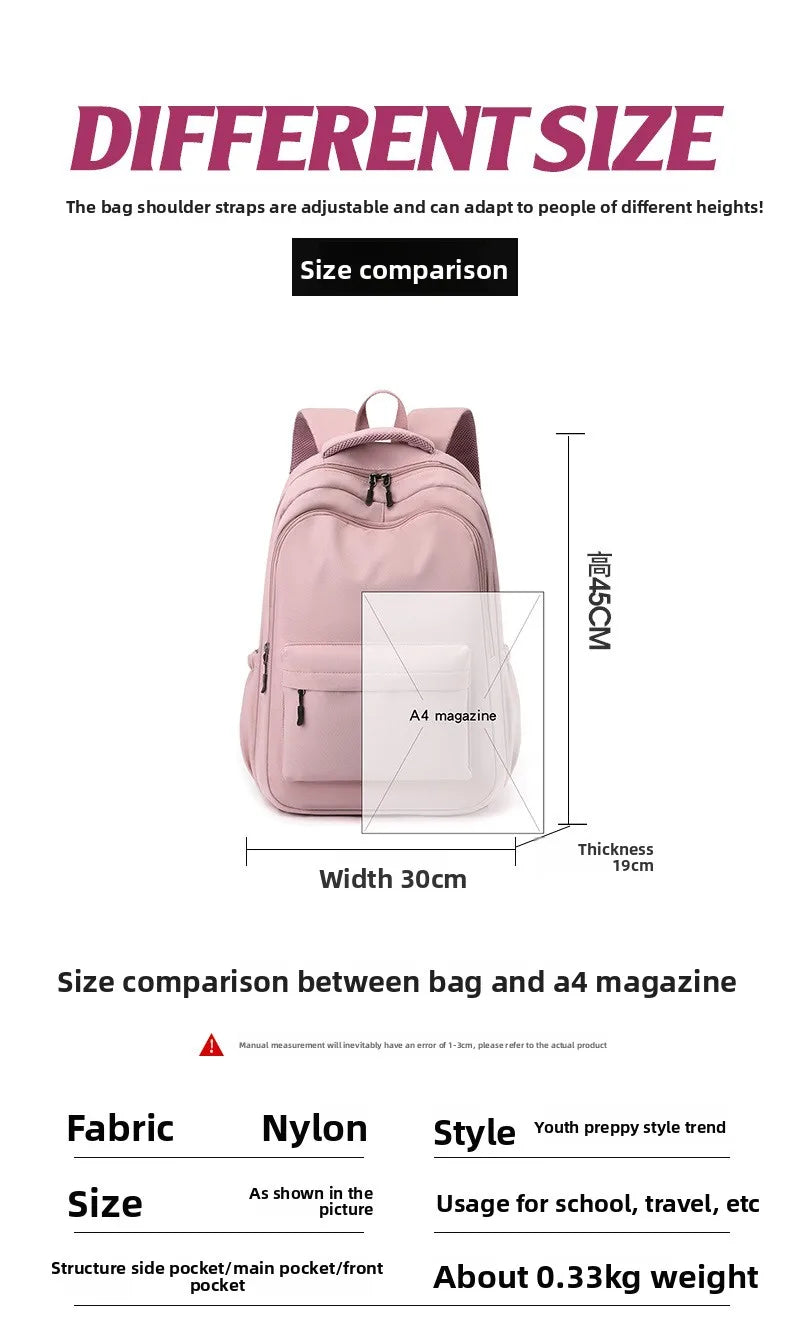 Schoolbag for Girls Campus Junior High School Students Backpack New Trendy Backpack/ sac d'ecole