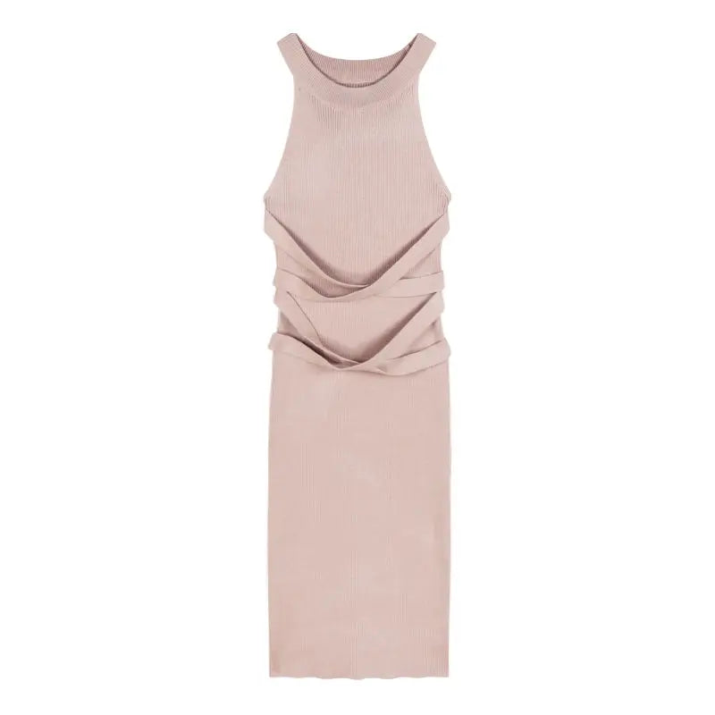 Dresses for Women Elegant Sexy Sleeveless Back Textured Mini Skinny Dress New Fashion Summer Casual PTKPCC/ Robe
