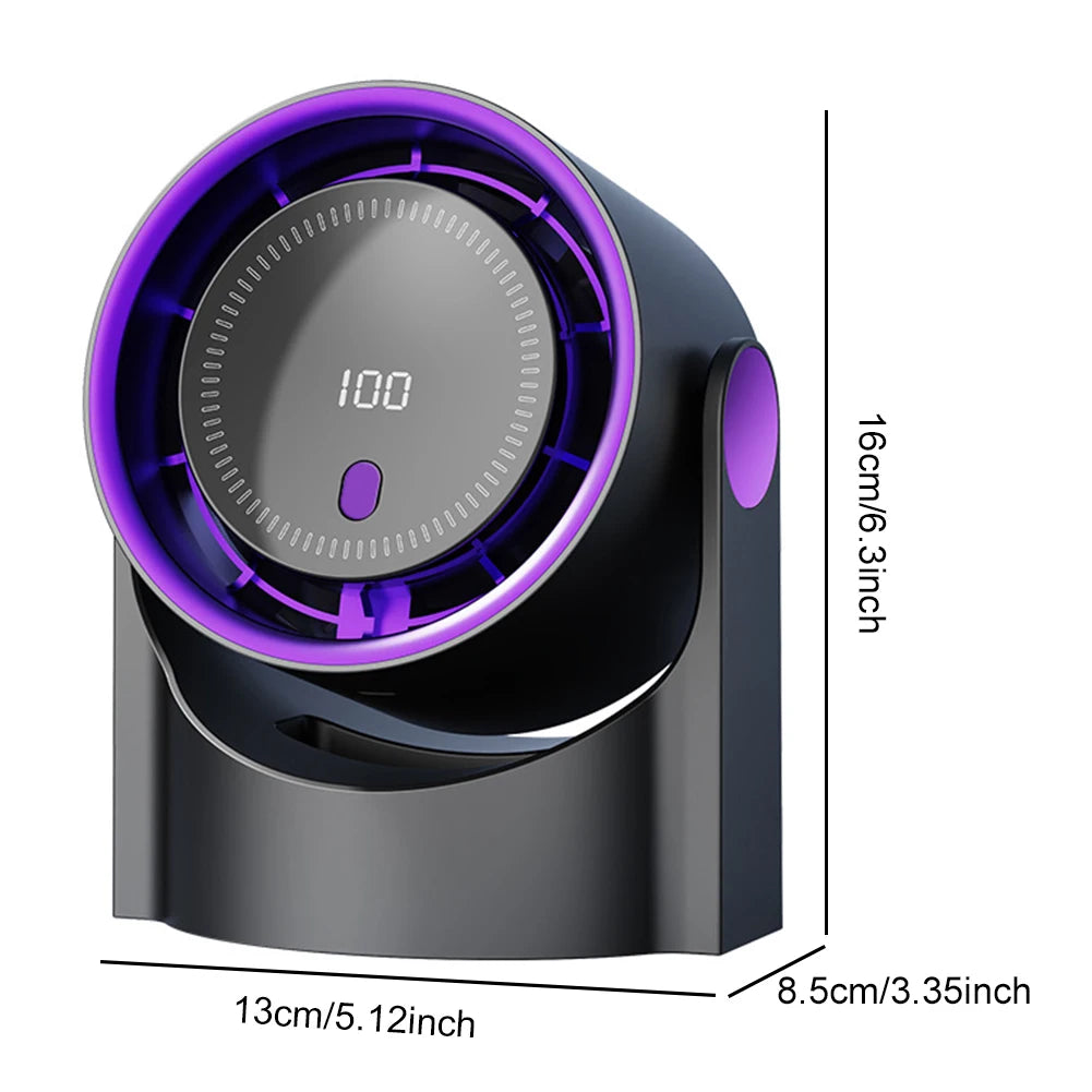 100 Level Bladeless Fan 4000mA Rechargeable Portable Desk Fan Digital Display High-speed Circulating Cooling Fan for Home Office