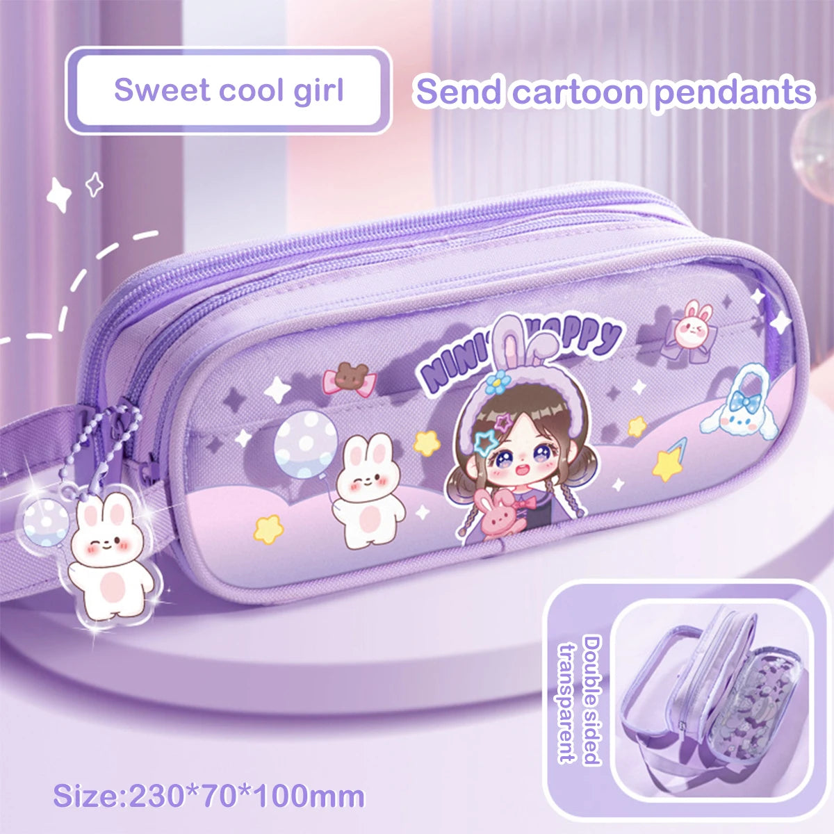 Kawaii Cartoon Pencil Case Multi-functional Large-capacity Pencil Bag Cute INS Storage Bag School Office Supplies Stationery